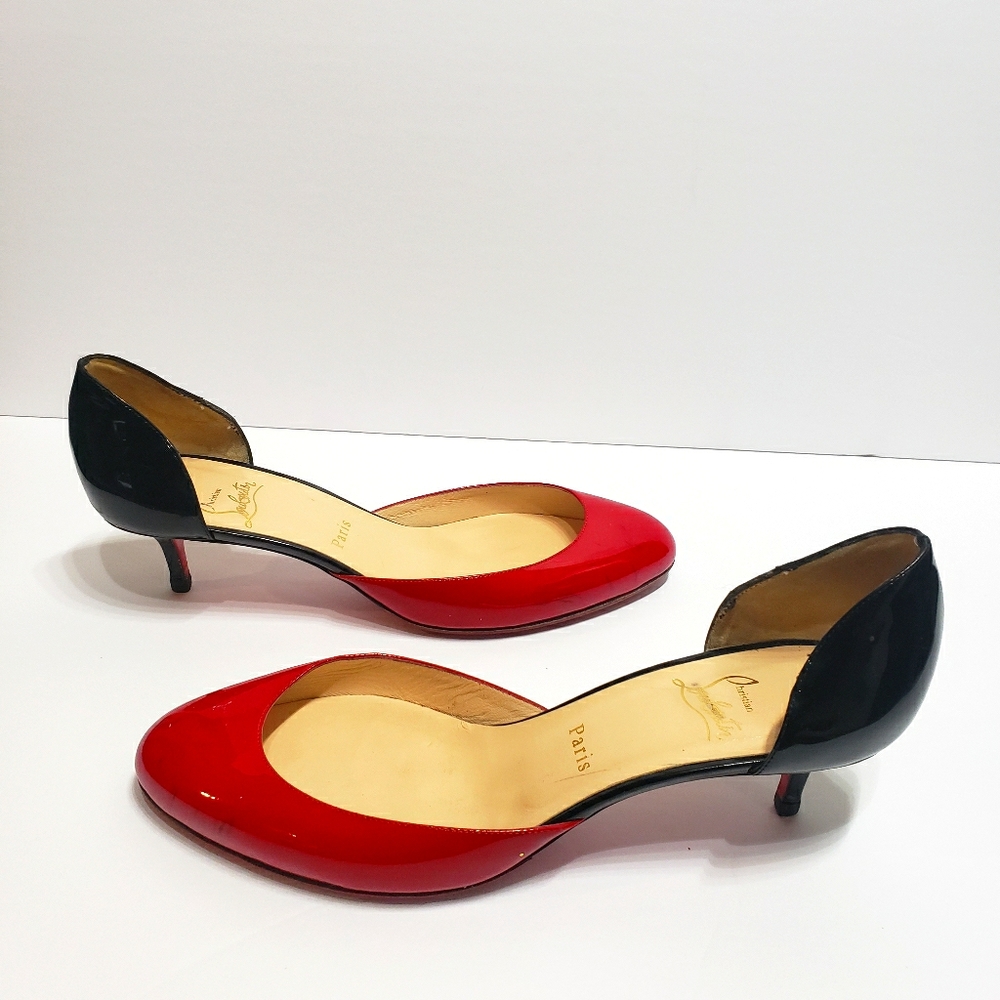 Auth Christian Louboutin Patent Leath D'Orsay Pump